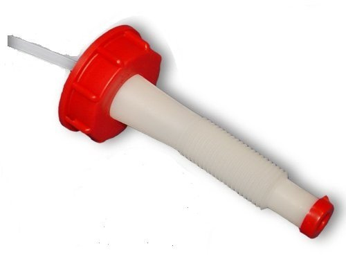 wilai Kanister-Ausgießer flexibel für Kanisteröffnung mit 34.5 mm (DIN45) in Weiß, Rot, Material HDPE, Flexibel, Lebensmittelecht, Robust und Stabil, Geeignet für Laugen, Öle und Säuren