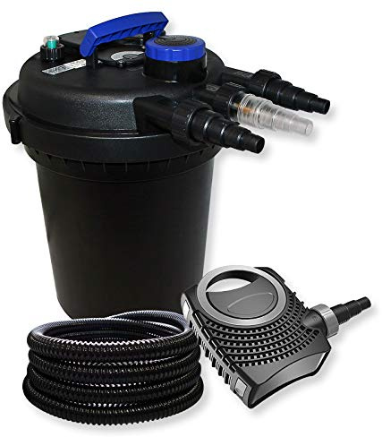 Tryckfilterset 6000l 11 W UVC dammklarare 25 m slang 70 W dammpump