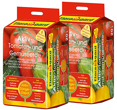 Floragard Aktiv Tomaten & Gemüseerde mit Guano und Langzeitdünger, 40L (2x20L)
