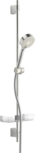 HANSA BASICJET Duschgarnitur | Duschkopf mit Schlauch und Duschstange I Duschbrause mit 3 Strahlarten | Duschschlauch 1750 mm | Mit Duschkopfhalterung und Seifenschale I Duschset ohne Armatur | Chrom