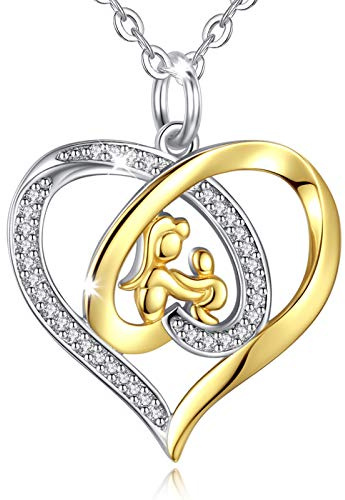 EUDORA Harmony Ball Mutter Tochter Kette für Damen 925 Sterling Silber, Mama Kind Oma Anhänger Halskette Mütterliche Liebe Schmuck, Muttertag Geschenk für Frauen Mutter Tochter Ehefrau Oma, 45cm