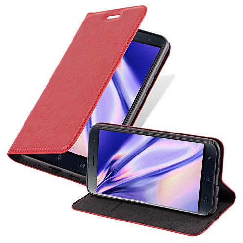 Cadorabo Custodia Libro per Asus ZenFone 3 in ROSSO MELA - con Vani di Carte, Funzione Stand e Chiusura Magnetica - Portafoglio Cover Case Wallet Book Etui Protezione