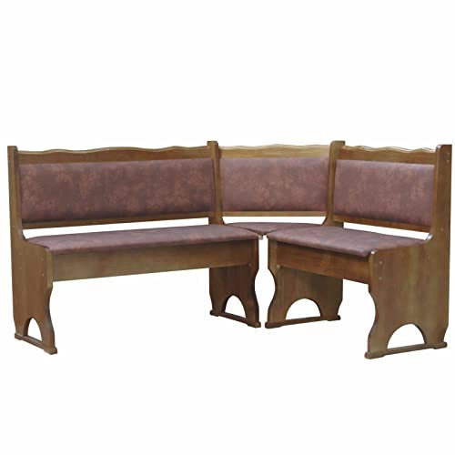 k koma Polster Eckbank Kiefer Holz, Eiche Farbe mit Polsterung MASSIVHOLZ - NEU ÖKOLEDER BRAUN (120 x 120)