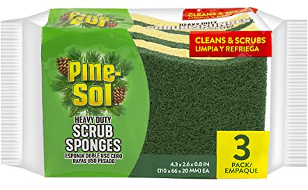 Pine-Sol Esponjas Resistentes para Limpieza | Almohadilla de Doble Cara para Lavar Platos y estropajos, Suministros de Cocina para Lavar Platos, ollas, sartenes, sintéticas