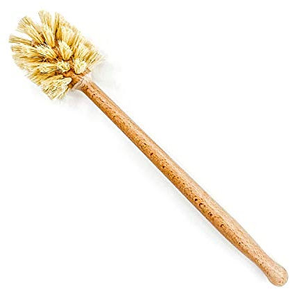 husMait Bottle Brush with Extra Long Wood Handle and Strong Bristles - Cleans and Scrubs Hard to Reach Wide Mouth Jars, Glasses, and Dishes
