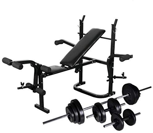 Tidyardklappbare Hantelbank Trainingsbank Verstellbar mit Ablage, Langhantel und Kurzhantel-Set 30.5kg
