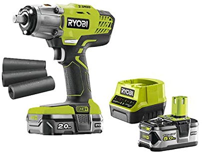 RYOBI Pack boulonneuse à chocs 18V One+ - 1 batterie 2.0Ah - 1 chargeur R18IW3-120S - 1 batterie 5.0Ah Lithium-ion RB18L50