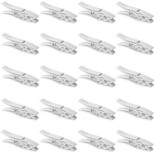 20 Wäscheklammern, Kunststoff, Wäscheleine, Socken, Handtücher, Farbe: Weiß