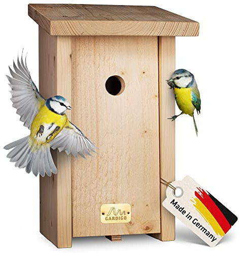 Gardigo Nistkasten für Blaumeisen | Made in Germany, aus deutschem Holz, Vogelhaus, verschraubt, unbehandelt und wetterfest