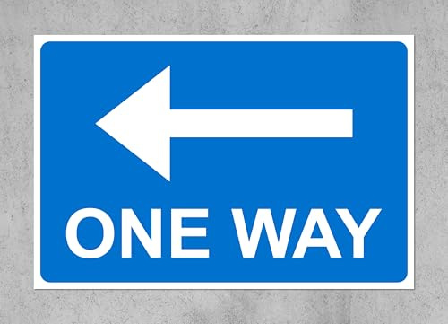 One way left pointing arrow Sign - 1mm Plastic sign (300mm x 200mm)