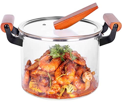 MYENA 3.5L-Glastöpfe zum Kochen von Glaspan mit Deckel Hitzebeständige Glaskochgeschirr für elektrische Kochfeldkeramik, Kühlschrank und Mikrowellen