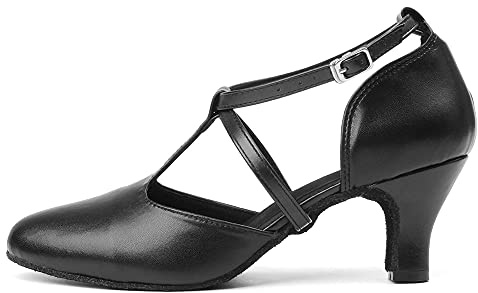 TINRYMX Scarpe da Ballo Latino Donna Punta Chiusa Standard Salsa Tango Moderna Valzer Samba Party,L272-Nero-6CM,41 EU