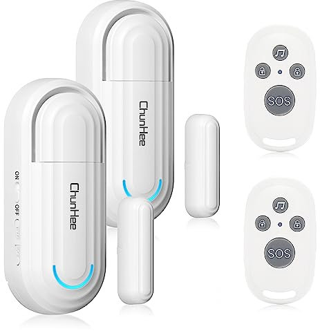 ChunHee Fensteralarm Türalarm Einbruchschutz Alarmanlage Kindersicherheits-Türöffnungsalarm Kontakt 120 dB Alarm mit 4 Funktionsmodi Einbruchsschutz (2*Fensteralarm Türalarm+2 Fernwirktechnik)
