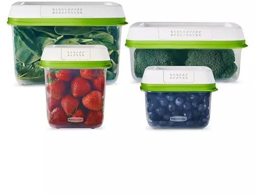 Rubbermaid FreshWorks Produce Saver, Medium and Large Storage Containers, With Lids, 8-Piece Set