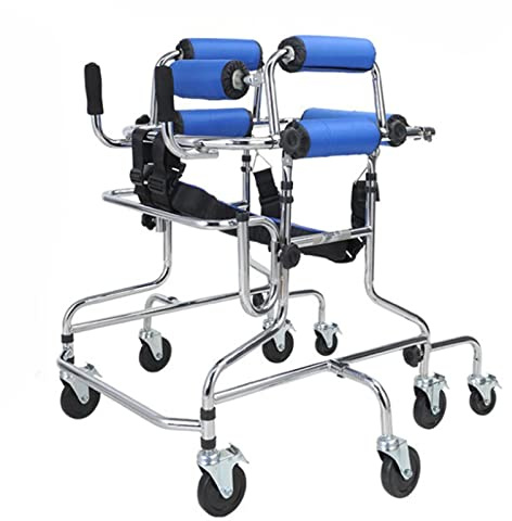 Gåhjälp för funktionshindrade barn med hjul Barnrehabiliteringsrollator, med vadderad sits för barn, tonåringar, höjdjusterbar, C (C)