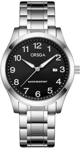 CIVO Uhren Herren Edelstahl Analog Armbanduhr Herren Wasserdicht Leuchtend Datum Herrenuhren Klassische Business Quarzuhr Schwarz Zifferblatt Geschenke für Männer