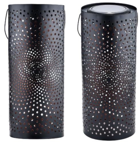 2er Set Orientalische Solarlaterne Fava aus Metall in Schwarz 30 cm