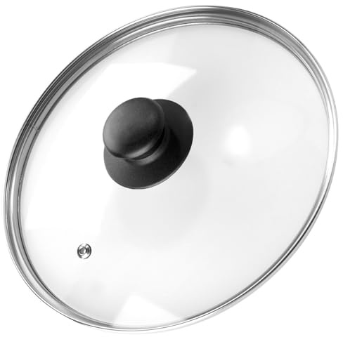 Vilde Universaldeckel Ø (22 cm) 14, 16, 18, 20, 22, 24, 26, 28, 30, 32 cm - Töpfe und Pfannen Deckel - Glasdeckel für Pfanne und Topf - Topfdeckel mit Edelstahlrand - Pfannendeckel Universal