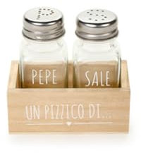Nuvole di Stoffa Set da due Saliera e Pepiera in vetro, sale e pepe da cucina con portaspezie in legno Un Pizzico di.. Shabby Chic 10x5.8x9.2 cm