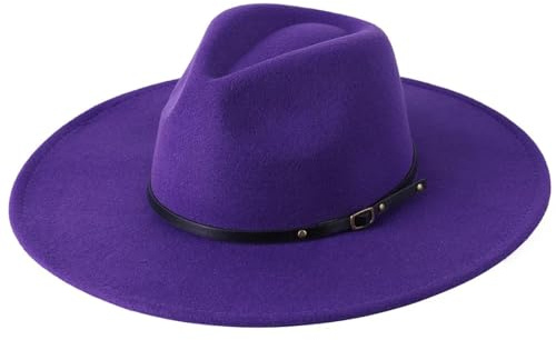 WOYUANSHA Cowboyhüte Warme Fedora-Hüte Mit Breiter Krempe Für Damen Einfarbig Jazz-Filzhut Für Herren Panama-Hüte