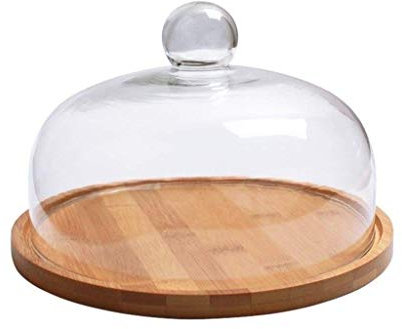 Plato de madera para pastel para uso doméstico, bandeja para hamburguesas de bistec para restaurante, cubierta de vidrio para conservación de alimentos para el hogar, postre para fiestas, soportes par