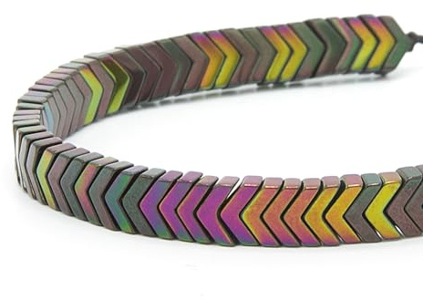 Ozzell London Men's Hematite Bracelet - Rainbow Arrow Bead Design - Adjustable Nylon Cord Bracelet for Men and Women - 6 mm Beads