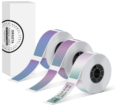 ORGSTA Etiketten Selbstklebend Klebeetiketten Aufkleber für S001 | 12x40 mm Farbverlauf 160 pcs/rolle 3 Rollen Beschriften Beschriftungsetiketten Selbstklebende Sticker Labels