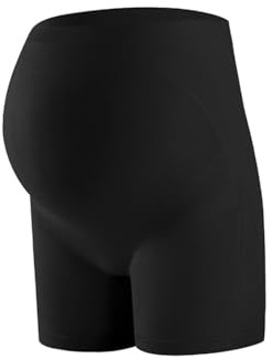 TPZORJX 1 Stück Damen Umstandsunterwäsche - mit hoher Taille, nahtlos und stützend, für Kleider, nahtlose Mitte Oberschenkel Schwangerschaft Unterwäsche über Bauch Unterstützung(Schwarz)
