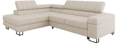 Mirjan24 Ecksofa Laris Premium, Polsterecke mit Schlaffunktion und Bettkasten, Polstersofa, Eckcouch, Couch, L-Form Sofa, Bettsofa, Polstergarnitur, Wohnlandschaft (Abriamo 03, Seite: Links)