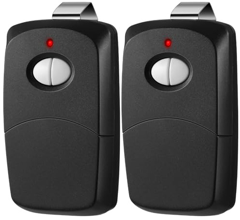 Kingdder 2 Pcs Two Button Gate Remote Control Compatible with Linear Multicode 10 Dip Switch Garage Door Remote Opener 3089 3060 3070 3083 300mhz, Control 2 Different Doors Simultaneously (Black)