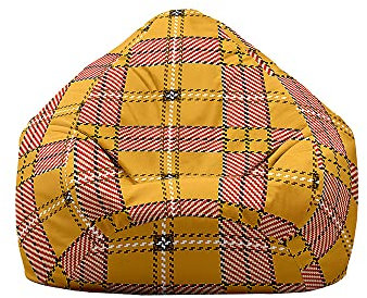 DOTBUY-SHOP Sitzsack Bezug (Ohne Füllstoff), Comfort Sitzsack Kinder Erwachsene, Waschbar Bean Bag Gaming Sitzsäcke, Karierter Druck Bean Bag Chair für Indoor Outdoor (Orange,L)