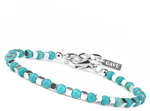 Unique Gems Edelsteinarmband Türkis Ø 4mm Stainless Steel Damen & Herren Energiearmband 16cm bis 20cm Juweliers- Qualität
