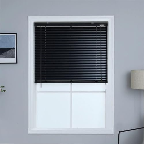 Horizontale Jalousien für Fenster 25 mm breites Aluminium Venezianische Jalousien für Fenster, Raumverdunkelungsschirme, schwarze Lamellenvorhänge, 92 Größen, Mini -Fensterläden im Innenbereich