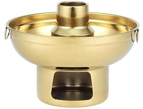 DONGGANSHI Olla Caliente China de Cobre, Juego de 2 Piezas de Acero Inoxidable para Hielo seco, Olla de carbón portátil de Estilo Chino, 20 cm (tamaño: 18 cm)