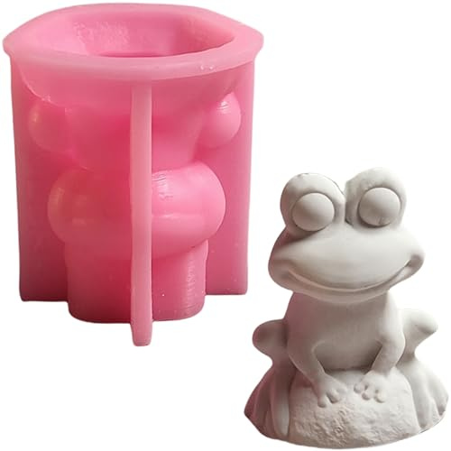 ALEFBET Silikonform Tiere Frosch，Kerzenformen zum Gießen，Silikonformen Gießformen，Gipsformen zum Gießen, Kerzenform Silikon Gießform，Epoxidharz Formen (Frosch B) W0077