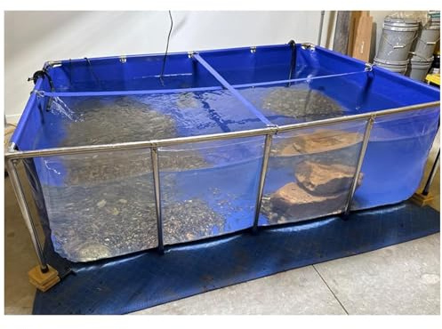 150 * 100 * 71cm,Oberirdischer Teich mit Fenster, PVC-Planenauskleidung mit Stahlrahmen, Großes Aquarium-Fäkalienbecken für Die Fisch- und Schildkrötenzucht, Leicht Zu Montieren