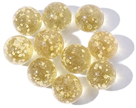 Leuchtende Glaskugel, 12 mm, Spiel-Flippermaschine, Rinder, kleine Murmeln, Glasmurmeln, springende Kugel, Aquarium-Dekoration, Flipper-Maschine (Gold), 10 Stück