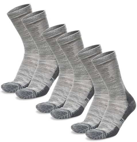 Merino.tech Calze Lana Merino Uomo e Donne - Calzini Termici, Calzini Running, Calze Trekking Lunghezza Media (40-46, Cloud Grey Pack of 3)