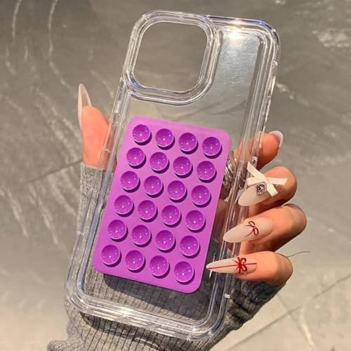 SSASMEU Custodia per iPhone 16 15 14 Pro Max Plus 16e 11 12 13 Pro 7 8 Xr X Xs SE2 con ventosa 3D, airbag, trasparente e antiurto (per iPhone 15Pro Max/viola)