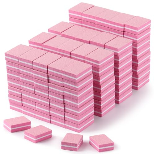 Nagelpolerare 150 st mini nagelpolerare för naturliga naglar 100/180 kornbuffertar för nagelpolering (rosa)