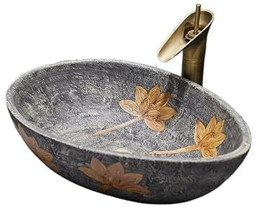 YHxFlux Lavandino Bagno Lavandino da appoggio for Bagno 51 * 38 * 15cm, lavabo Moderno in Porcellana e Ceramica, lavabo Artistico con Rubinetto Lavabo da Appoggio
