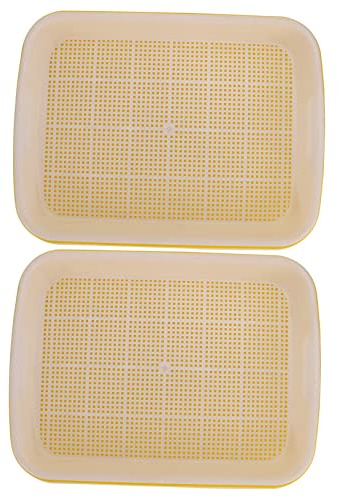 FONDOTIN Vassoio per Germinazione Doppio 2 Pezzi Contenitore di Raccolta 34x25,5x4,5 Cm per Piantine e Succulente, per Coltivazione Indoor e Giardino, Risparmio Idrico e Uso Versatile