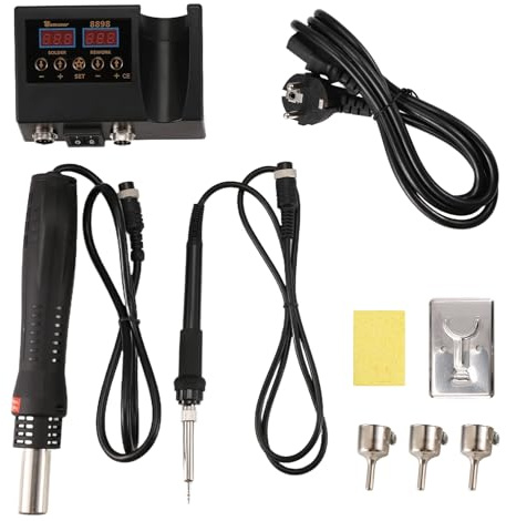 Eieenotee Station de Soudage 2 en 1 8898, Affichage Numérique, Station de Reprise de Soudage, Fer à Souder Électrique, Outils de Réparation à Air Chaud, Prise Ue
