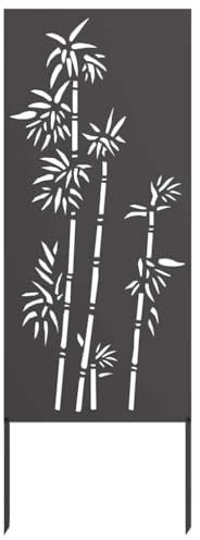 vidaXL Garten Sichtschutz-Leinwand Floral Schwarz 50 x 140 cm, Garten und Terrasse, Rechteckig, Moderner Sichtschutz, Dekorative Einlagen, Außenscreen, Patio Akzent, Funktionale Trennwand