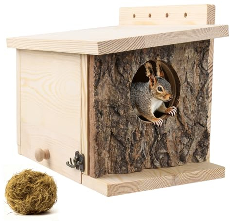 Eichhörnchen-Nistkasten – einfache Montage, Eichhörnchenhäuser für den Außenbereich, Nistkasten aus Holz für Eichhörnchen, Streifenhörnchen, Vogel und Kleintiere