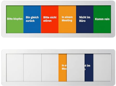 2 Stück Büro Türschild mit 6 Optionen - Bitte nicht stören, Bitte klopfen,Bin gleich zurück,In einem Meeting,Nicht im Büro,Komm rein,Türschild mit praktischem Schiebemechanismus für Büro & Homeoffice