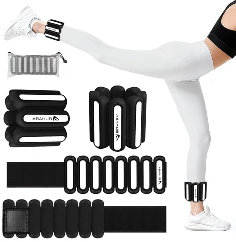 Abahub Gewichtsmanschetten Hand Fuß Handgelenk Gewichte Set2er (Je 0.45kg) | für Beine und Arme Wrist Ankle Weights verstellbar für Zuhause Heimtraining, Laufen, Yoga & Pilates Set2er (insgesamt 0.9kg)