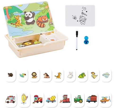 CGACCSD Magnetbox, magnetisches Vorschulspiel für Kinder, kreative Aktivitäten, Autoreise, mit Etui für Vorschulkinder, Kinder, Zuhause, Lernspielzeug für und Mädchen
