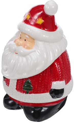 ROMISBABA Barattolo Babbo Natale in Ceramica con Coperchio Airtight Contenitore Biscotti e Caramelle Natalizie Scatola Snack Decorativa per Conservazione Freschezza e Centrotavola Festivo