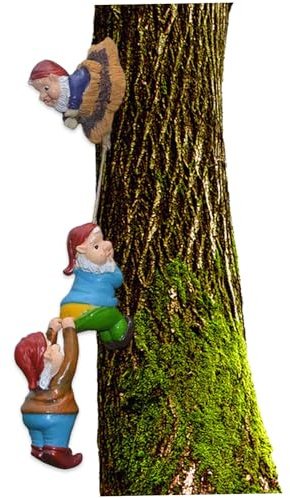 Hperu Abrazador de árboles de gnomos trepadores, decoración de jardín caprichosa con diseño de gnomos trepadores, Escultura de árbol al Aire Libre para decoración de cercas y Adornos de jardín